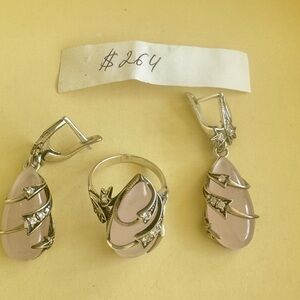 Elegant Silver and Pink Jewelry Set